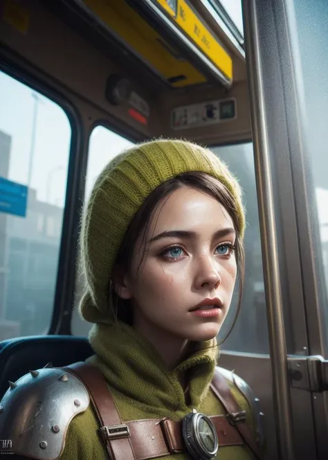 (masterpiece), (best quality:1.2), (realistic, photo-realistic:1.2), ultra-detailed, , steampunk, bloodborn, debris, drama,tram, dark, armor, microbus, shadow, soft shadows, soft lighting, particles, cinematic light,high quality, abondoned, saint-petersburg, extreme angle, nuclear, fog, shattered glass, concept, film grain, professional lighting, best quality,(photorealistic:1.1), absurdres, depth of field, realism, rust, graffiti, moss, artstation, spikes