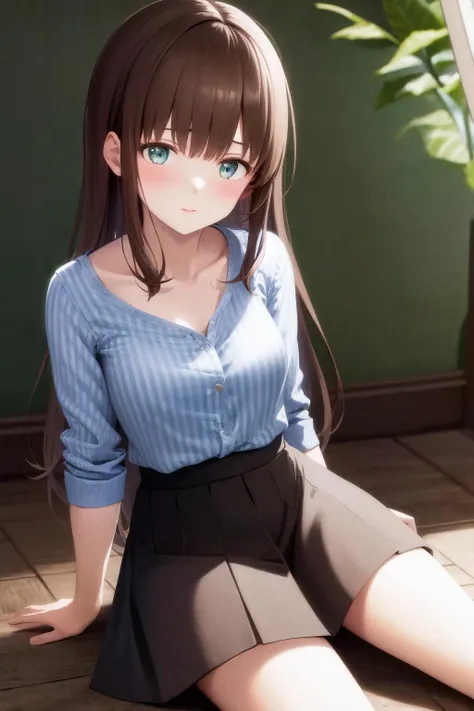 Ruins in the forest、((Small Bust)),A white tube top with a slight hint of nipple,mini skirt,Panty shot,(highest quality、4k、8k、High Resolution、masterpiece:1.2)、Super detailed、(Photorealistic:1.37)、Portrait、Sharp Focus、feminine、delicate、White skin、Subtle curves、Gentle expression、Soft lighting、Bright colors、Artistic atmosphere,