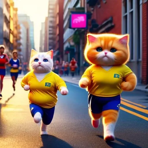 fat cat in sportswear running