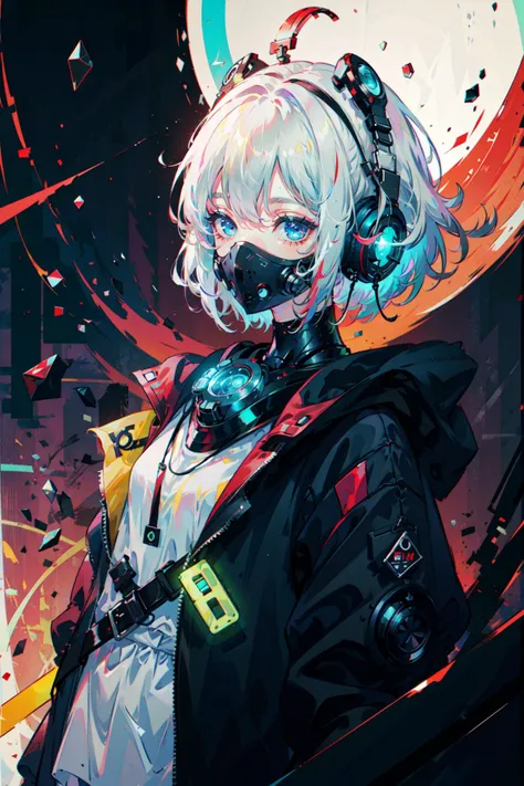 ((best quality, masterpiece, absurbres, super-resolution)), colorful punk, eerie, neon glow, prism
BREAK
(White hair with peach highlight), turquoise eyes, short messy hair, <lora:techpunkmask_v0.5:0.5> techpunkmask