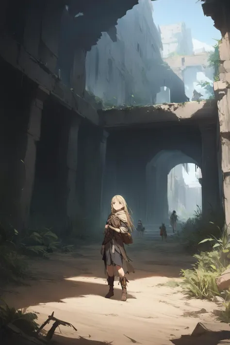 (1girl:1.8), (explorer), solo, upper body, ancient, civilization, ruins, emerged, wilderness, hidden, secrets, mysterious, discovery, abandoned, historic, archaeological, deserted, sands