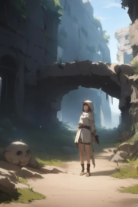 (1girl:1.8), (explorer), solo, upper body, ancient, civilization, ruins, emerged, wilderness, hidden, secrets, mysterious, discovery, abandoned, historic, archaeological, deserted, sands