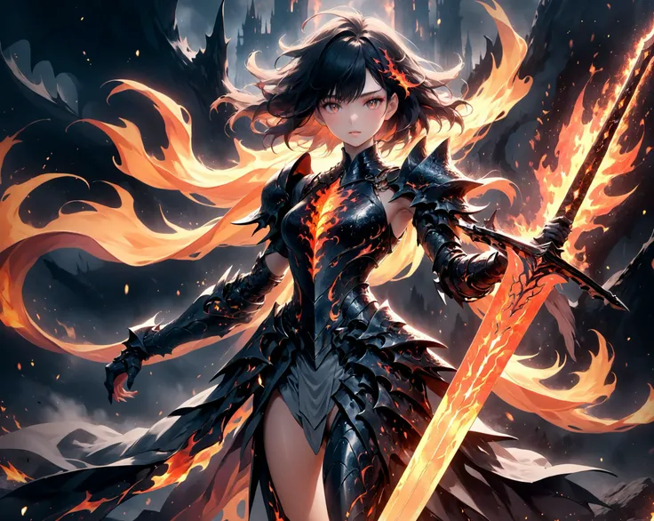 masterpiece,best quality,ultra-detailed,futureistic_fantasy_anime,full body,(by Natalia Drepina),
(1girl:1.2), Princess|Dragon_Knight,Incredibly handsome,Leading the charge through the darkness,With a great sword,she's unstoppable,
Battlesmark,Battle-hardened,Metallic luster,Dragon Flame,Lava power,Dark gate,
<lora:more_details:0.3> <lora:xl_more_art-full_èºæ¯æv1:0.3> <lora:XLKnightV1:0.9> <lora:sdxl_lora_dream:0.3> <lora:futureistic_fantasy_anime_sdxl_v1:0.3>