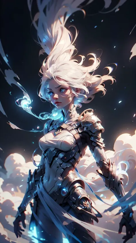 1girl, (glowing white hair), wearing a loose, thin, enchanted, white robe, flapping in the wind, floating in the air, casting a spell, wind storm <lora:TempestMagic:0.8> tempestmagic, fantasy, ethereal transparent, motionblur, <lora:attire_nakedbandage:0.8> excessive energy, tempest aura <lora:Perfect Hands:0.5>, official art, unity 8k wallpaper, ultra detailed, beautiful and aesthetic, High quality, masterpiece, best quality, <lora:040790-Y:0.7> 040790-Y, woman, medium breasts