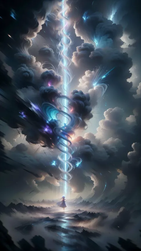 1girl, (glowing white hair), wearing a loose, thin, enchanted, white robe, flapping in the wind, floating in the air, casting a spell, strong wind storm <lora:TempestMagic:1> tempestmagic, fantasy, ethereal transparent, motionblur, <lora:attire_nakedbandage:0.8> excessive energy, tempest aura <lora:Perfect Hands:0.5> (cowboy shot), <lora:040790-Y:0.7> 040790-Y, woman, medium breasts