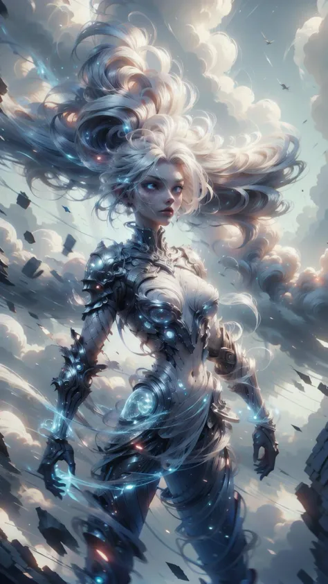 1girl, (glowing white hair), wearing a loose, thin, enchanted, white robe, flapping in the wind, floating in the air, casting a spell, strong wind storm <lora:TempestMagic:1> tempestmagic, fantasy, ethereal transparent, motionblur, <lora:attire_nakedbandage:0.8> excessive energy, tempest aura <lora:Perfect Hands:0.5> (cowboy shot), <lora:040790-Y:0.7> 040790-Y, woman, medium breasts, official art, unity 8k wallpaper, ultra detailed, beautiful and aesthetic, High quality, masterpiece, best quality