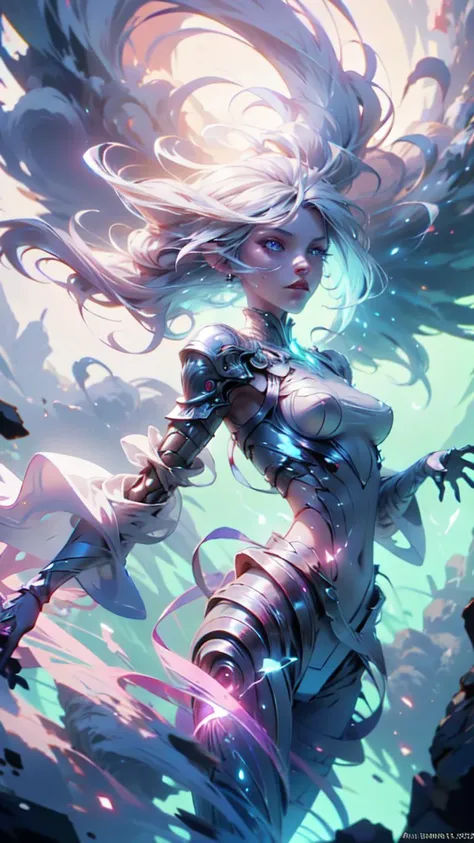 1girl, (glowing white hair), wearing a loose, thin, enchanted, white robe, flapping in the wind, floating in the air, casting a spell, strong wind storm <lora:TempestMagic:0.8> tempestmagic, fantasy, ethereal transparent, motionblur, <lora:attire_nakedbandage:0.8> excessive energy, tempest aura <lora:Perfect Hands:0.5>, official art, unity 8k wallpaper, ultra detailed, beautiful and aesthetic, High quality, masterpiece, best quality, <lora:040790-Y:0.7> 040790-Y, woman, medium breasts