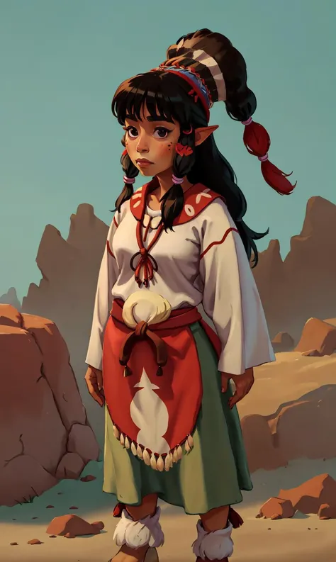 a indigenous woman, a character portrait, fantasy art, native american clothes, indigenous , <lora:clay_Style-000004:.8>