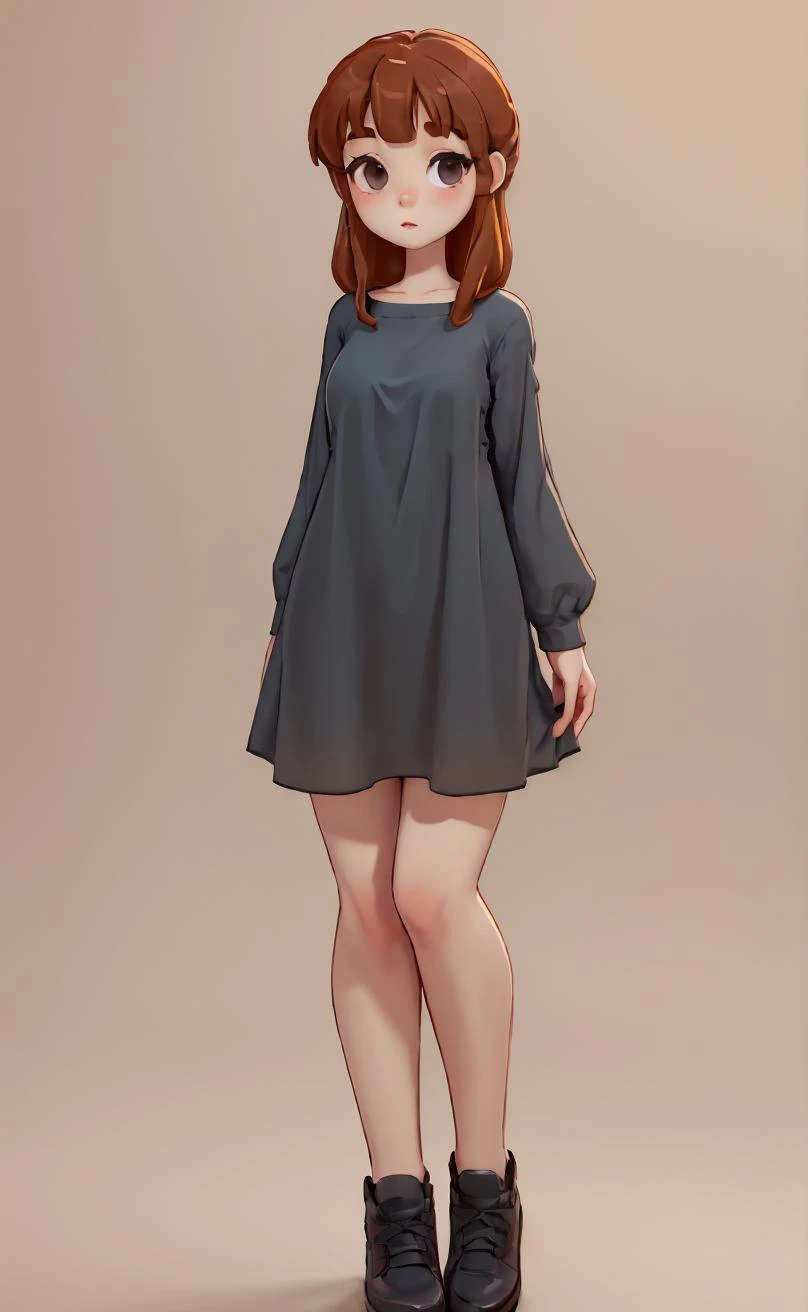 a clay girl standing, casual clothes,dress,  <lora:clay_Style-000002:0.8>