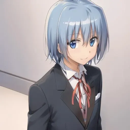 masterpiece, best quality, <lora:Hayate:0.7>, hayate ayasaki, solo, boy, short hair, blue eyes, blue hair, butler suit, mansion, upper body, smile