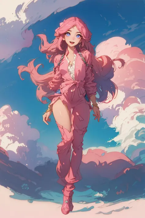 (best quality, masterpiece), highly detailed, 8k,
(1girl),sunny, happy, cute,(full body),very long pink hair, cloudy sky, solo,
beautiful detailed eyes, beautiful detailed face,
