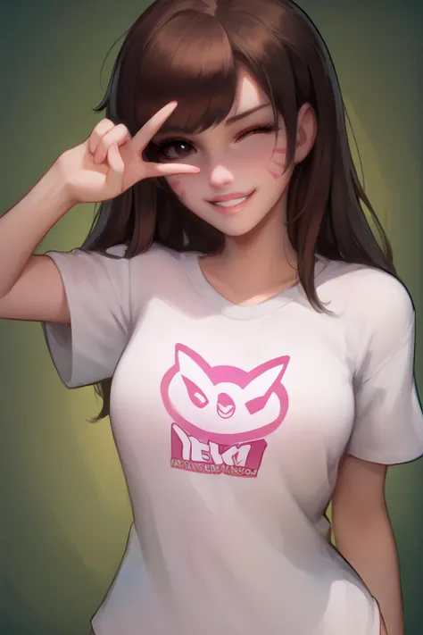score_9, score_8_up, score_7_up, score_7, score_6_up, score_5_up, source_anime, rating_questionable, 1 woman, simple background,
BREAK, looking at viewer, happy, grin, posing, standing, cowboy shot,
<lora:Kittew-4RCH0N:1>4RCH0N,
<lora:HanaSongDVA:0.8> HanaSong, d.va, white shirt, oversized shirt, naked shirt, bottomless, short sleeves,
medium breasts, narrow waist, thin, (big eyes),
playful, wink, v over eye <lora:v_over_head_XL_v1_wasabiya:1>