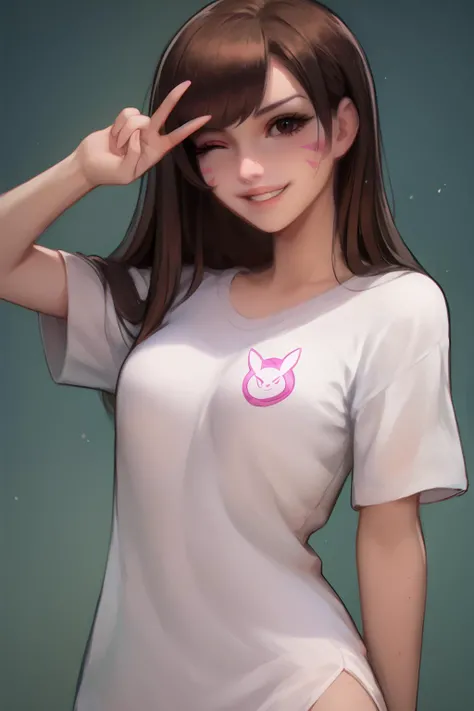 score_9, score_8_up, score_7_up, score_7, score_6_up, score_5_up, source_anime, rating_safe, 1 woman, simple background,
BREAK, looking at viewer, happy, grin, posing, standing,
<lora:Kittew-4RCH0N:1>4RCH0N,
<lora:HanaSongDVA:0.8> HanaSong, d.va, white shirt, naked shirt, oversized shirt, slim, thighs,
medium breasts, narrow waist, thin, (big eyes),
playful, wink, v over eye <lora:v_over_head_XL_v1_wasabiya:1>