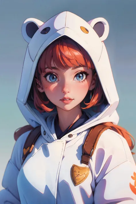 (masterpiece:1.4), (best quality:1.4), (high resolution:1.4), yuna, white bear hood, white bear outfit,