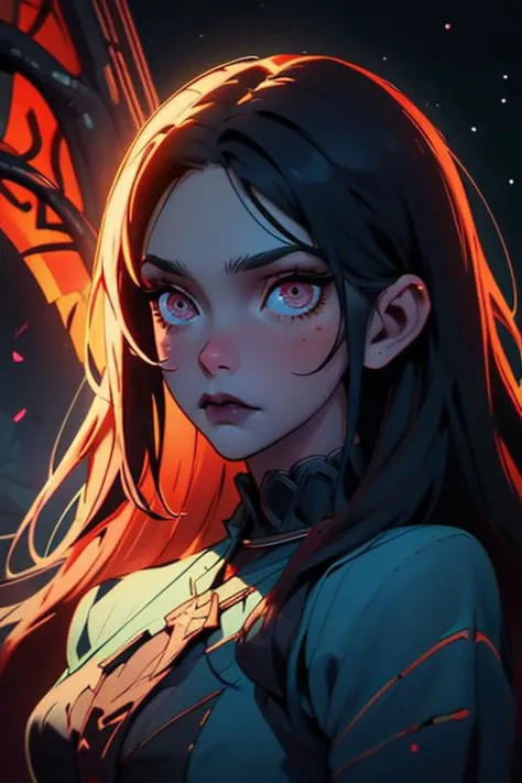 eldritch horror, eldritch horror goddess, eldritch horror, gorgeous, cinematic, detailed, looming face of a goddess, long hair, tendrils, black tendrils, curling tendrils, rim light, stars, Eldritch abomination, sci-fi, science fiction, gothic, dark goddess, a beautiful woman, eerie, gothic, gothic horror, unsettling, detailed textures, whispers from the void, haunting emanations, shadowy depths, horror, eerie, otherworldly, (bundle of glowing fiber optic cables:1.1), epic realistic, art, (hdr:1.2),hyperdetailed, (artstation:1.5), warm lights, dramatic light, (intricate details:1.2), vignette, (photo-realistic:1.2), (Insanely detailed:1.2), (bloom:1.3), detailed face, goddess,