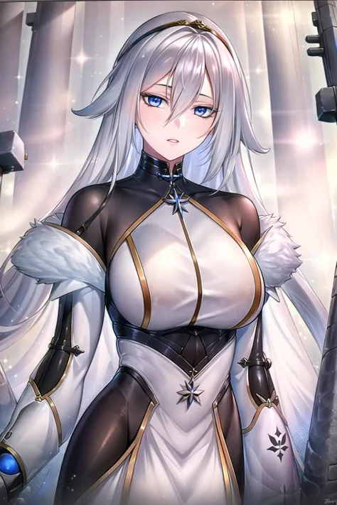 Highest quality, 4K, masterpiece, art, anthropomorphic white fox, not human, Not a man, not human face, Correct Anatomy, Correct finger, white wool, white clothes, jeans (white), Jacket (white), fursona art, Incredibly large breasts (Covered), simple white background, white white, Green Eyes, Cunning look  
