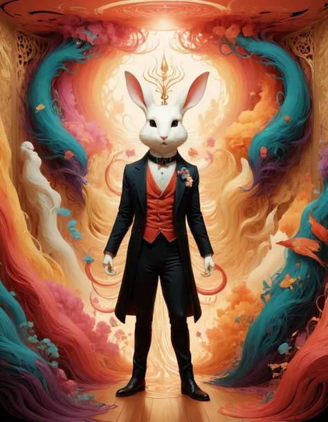 concept art <lora:CivitAI__Style_Fusion_-_FFusionAI_Entry_64DIM:1>, CivitAI Fusion Style, Boris Vallejo, Victo Ngai, Folk Art, Shabby slight Male Playwright, Beatrix Potter, Ruan Jia, Bastardcore, Alena Aenami, Sleepycore, 80s Art . digital artwork, illustrative, painterly, matte painting, highly detailed