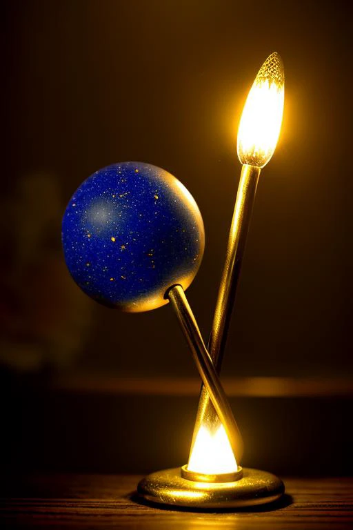 an concept art of alchemic element - Lapis Lazuli: A deep blue gemstone with golden pyrite flecks, often used in ancient art and jewelry. In this enchanting scene, the camera floats gracefully just inches away from the subject, immersing us in a world of intricate details and captivating magic. The soft glow of a mystical light source casts a mesmerizing aura, gently caressing every curve and edge, illuminating the scene with an ethereal radiance., on table, rim lights, digital art, focus on subject, duch angle, clsoe shot, closeup, focus on material and structure, masterpiece, ultrasharp, intricated details