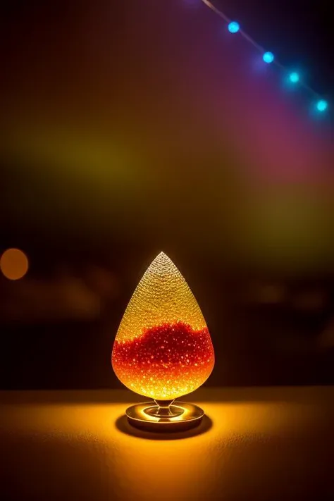an concept art of alchemic element - Topaz: A gemstone with various colors, including yellow, orange, blue, and pink, known for its brilliance and clarity. As the magical light cascades over the scene, it accentuates the scene's enchantment, instilling a sense of awe and delight. Every detail sparkles with a touch of the extraordinary, while the background fades into an alluring blur, focusing our gaze solely on the captivating subject., on table, rim lights, digital art, focus on subject, duch angle, clsoe shot, closeup, focus on material and structure, masterpiece, ultrasharp, intricated details