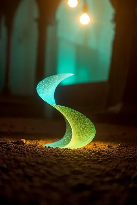 an concept art of alchemic element - Amazonite: A green to blue-green gemstone with a shimmering appearance, resembling the Amazon River. In this enchanting scene, the camera floats gracefully just inches away from the subject, immersing us in a world of intricate details and captivating magic. The soft glow of a mystical light source casts a mesmerizing aura, gently caressing every curve and edge, illuminating the scene with an ethereal radiance., on table, rim lights, digital art, focus on subject, duch angle, clsoe shot, closeup, focus on material and structure, masterpiece, ultrasharp, intricated details
