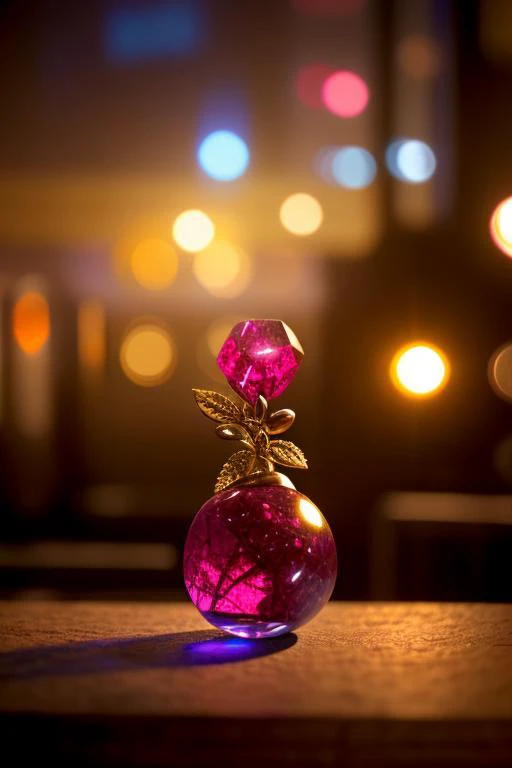 an concept art of alchemic element - Rhodochrosite: A gem with shades of pink and white, showcasing intricate patterns like swirling ribbons. As the magical light cascades over the scene, it accentuates the scene's enchantment, instilling a sense of awe and delight. Every detail sparkles with a touch of the extraordinary, while the background fades into an alluring blur, focusing our gaze solely on the captivating subject., on table, rim lights, digital art, focus on subject, duch angle, clsoe shot, closeup, focus on material and structure, masterpiece, ultrasharp, intricated details
