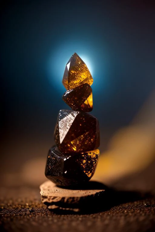 an concept art of alchemic element - Smoky Quartz: A translucent brown to black gemstone with a smoky appearance. The subject stands proudly as the center of attention, bathed in the tender glow. The light plays with shadows, creating a dance of artistry on its surface, emphasizing even the tiniest nuances that make it unique. A halo of brilliance surrounds the subject, enhancing its elegance and evoking a sense of wonder and mystery., on table, rim lights, digital art, focus on subject, duch angle, clsoe shot, closeup, focus on material and structure, masterpiece, ultrasharp, intricated details