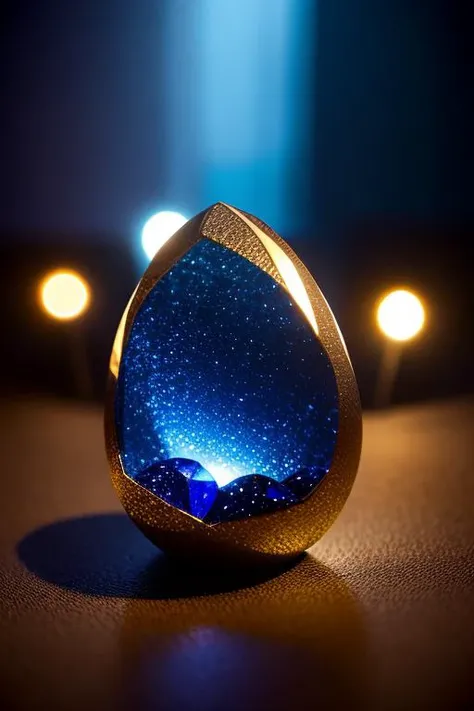 an concept art of alchemic element - Sapphire: A gemstone with deep blue color, symbolizing royalty and elegance. In this enchanting scene, the camera floats gracefully just inches away from the subject, immersing us in a world of intricate details and captivating magic. The soft glow of a mystical light source casts a mesmerizing aura, gently caressing every curve and edge, illuminating the scene with an ethereal radiance., on table, rim lights, digital art, focus on subject, duch angle, clsoe shot, closeup, focus on material and structure, masterpiece, ultrasharp, intricated details