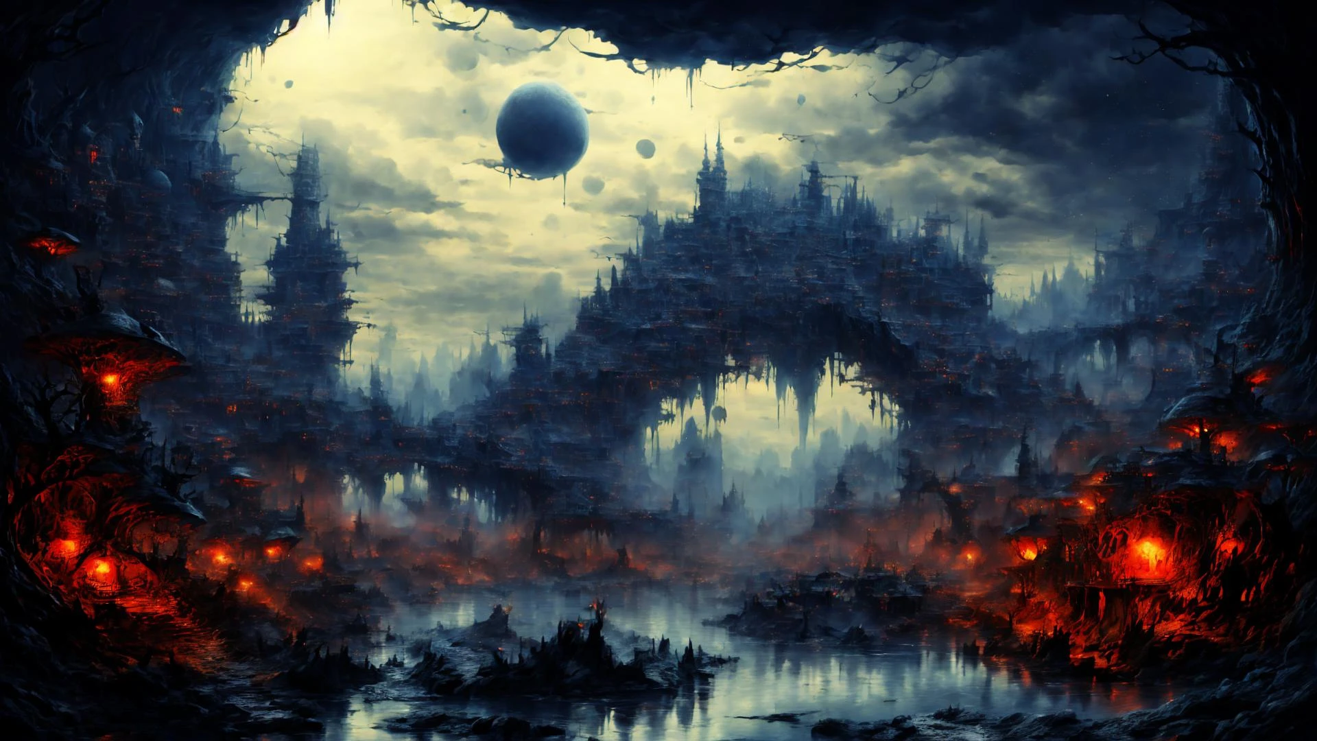 excellent oil painting of a landscape, vibrant colors, powerfull style with epic dramatism, small willage, mistery land, best quality, maximum quality, intricate details, ultrasahrp, ambient oclusion, realistic shadows, art by Bastien Lecouffe Deharme, 8k, oil art, <lora:add_detail:1> <lora:royta v1.1:0.4>8k perfect quality, dramatic magic wind with blowing leafs and flowers <lora:darkworld:1>