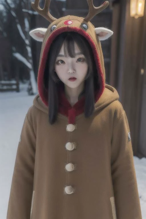 masterpiece, (Best quality:1.2), highres, (scenary), reindeer costume, hood up, open mouth, <lora:hutao1-000009:1>, hutaodef, hutao in reindeer costume, (red eyes:1.3) /(hutaodef/),