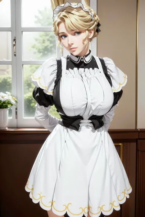 (Night:1.7), Japan, Tokyo, CityView, Before Window,
Standing at attention,
a white and yellow dress on her shoulders,
(Black_pantyhose), maid_apron, maid_headdress, maid_LONG_Skirt, gloves,
<lora:Maria_Victorian_Maid-KK77-V1:0.7>,
blonde hair, short hair, hair bun,Bangs,
,<lora:more_details:0.1>,
1 girl, 20yo,Young female,Beautiful long legs,Beautiful body,
Beautiful Nose,Beautiful character design, perfect eyes, perfect face,expressive eyes,perfect balance,
looking at viewer,closed mouth, (innocent_big_eyes:1.0),(Light_Smile:0.3),
official art,extremely detailed CG unity 8k wallpaper, perfect lighting,Colorful, Bright_Front_face_Lighting,White skin,
(masterpiece:1.0),(best_quality:1.0), ultra high res,4K,ultra-detailed,
photography, 8K, HDR, highres, absurdres:1.2, Kodak portra 400, film grain, blurry background, bokeh:1.2, lens flare, (vibrant_color:1.2),professional photograph,
(Beautiful,large_Breasts:1.2), (beautiful_face:1.5),(narrow_waist),