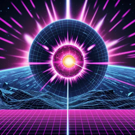 <lora:futurism1980s:1> an exploding planet in the style of futurism80s