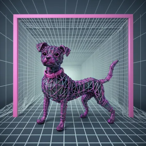 <lora:futurism1980s:1> a wire frame dog in the style of futurism80s