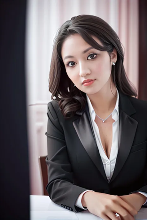 A woman wearing a tuxedo, portrait, sharp focus, canon 10mm, bokeh, depth of field, perfect eyes, perfect face, perfect hands, perfect fingers, all 5 fingers, perfect anatomy