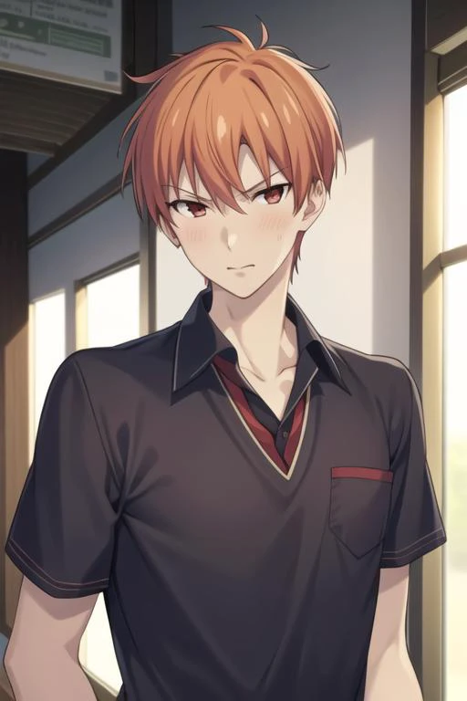 masterpiece, best quality, high quality, <lora:souma_kyou:0.70>, souma_kyou, 1boy, solo, male focus, upper body, looking at viewer, school_uniform