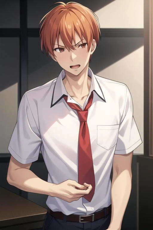 masterpiece, best quality, high quality, <lora:souma_kyou:0.70>, souma_kyou, 1boy, solo, male focus, upper body, looking at viewer, school_uniform