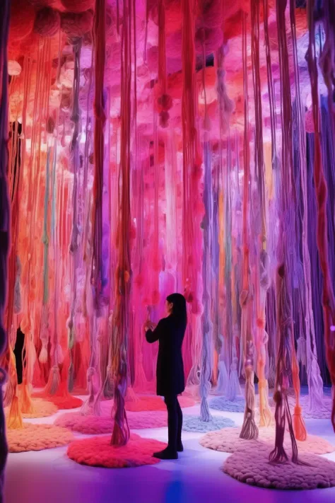 <lora:teamLab Style:1>teamLab Style - Macram-themed installation