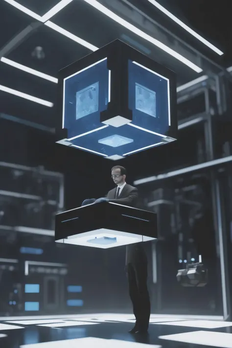 <lora:Levitating Cube:1>Levitating Cube - a scientist studying a levitating cube in a high-tech laboratory