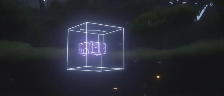 <lora:21Cube:1>levitating cube scenario: a computer generated image of a glowing cube in the middle of a field