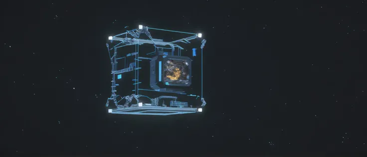 <lora:21Cube:1>levitating cube scenario: a computer screen shot of a space station in the middle of the night