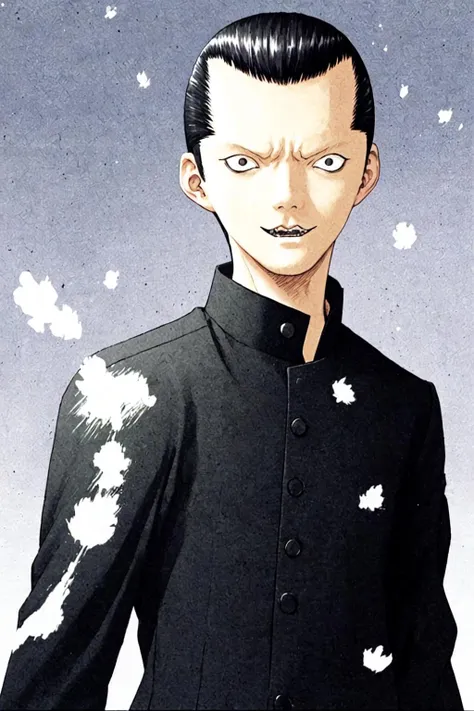 <lora:0013Akitano:0.8>,kitano,white_skin,black gakuran,