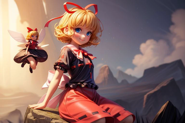 <lora:add_detail:0.75>
(Photorealistic, best quality, masterpiece, high contrast,hd,8k), 1girl,
(su-san,wings), 1girl,smile, blonde hair, short hair,ribbon,blue eyes,black shirt,red skirt,bow
<lora:medicine:1>