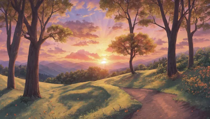 ((masterpiece:1.4,best quality)), cloud, outdoors, forest, (mountains), autumn glade, scenery, sky,
(sunset:1.4), sunbeam, high detail, abundant, 8k, green,tree, high detail, wallpaper,
<lora:forest:1>