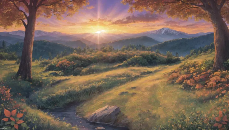 ((masterpiece:1.4,best quality)), cloud, outdoors, forest, (mountains), autumn glade, scenery, sky,
(sunset:1.4), sunbeam, high detail, abundant, 8k, green,tree, high detail, wallpaper,
<lora:forest:1>