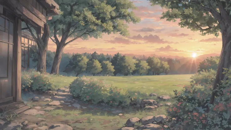 ((masterpiece:1.4,best quality)), cloud, outdoors, forest, spring glade, scenery, sky,
(sunrise:1.4), sunbeam, high detail, abundant, 8k, green,tree, high detail, wallpaper,
<lora:howlbgsv3:0.8>
