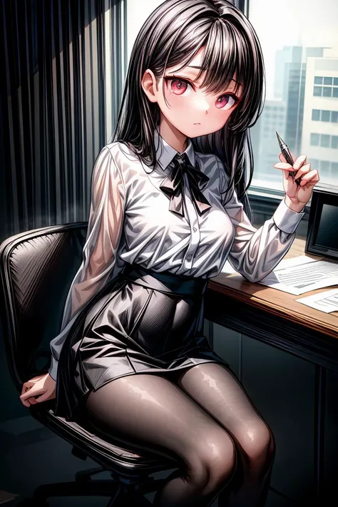 Office room black suit dildo masturbation squirting　Feels good　Spread your legs　sit　Convulsions　Ahegao, intense masturbation, wet crotch、Love Juice、erotic、Trembling legs、jumpy、High heels、tights