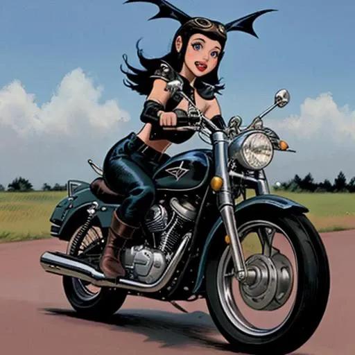 1girl on a motorbike<lora:Fearless_Dawn_v1:1> fearlessdawnstyle