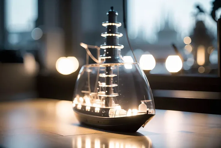 NICEBOATG, submarine, no humans, scenery, blurry, city lights, depth of field, city, building<lora:NICEBOAT:1>