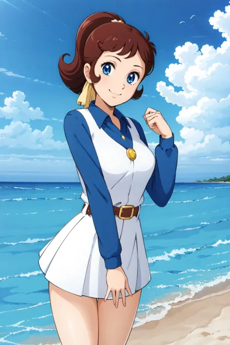 masterpiece, best quality, solo,1girl,looking at viewer,sea, cowboy shot,anime style,
 <lora:makochanV1:0.8>makochan,smile,