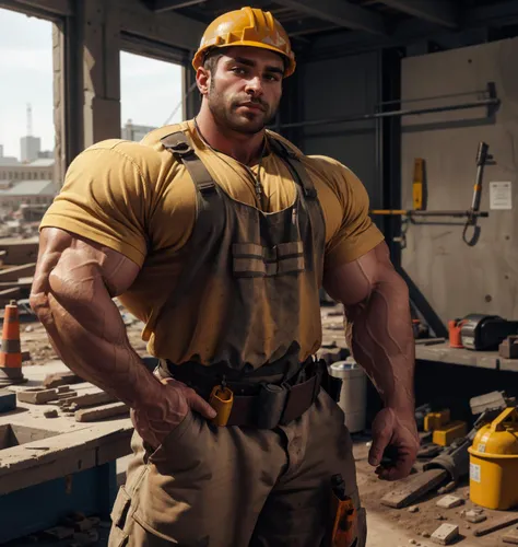 medium shot,a construction worker, construction site, realistic, professional photo 4k, high resolution, high detail, highly detailed, sharp focus, exposure blend, <lora:Mr.O_Derek:0.7> mrod3r3k