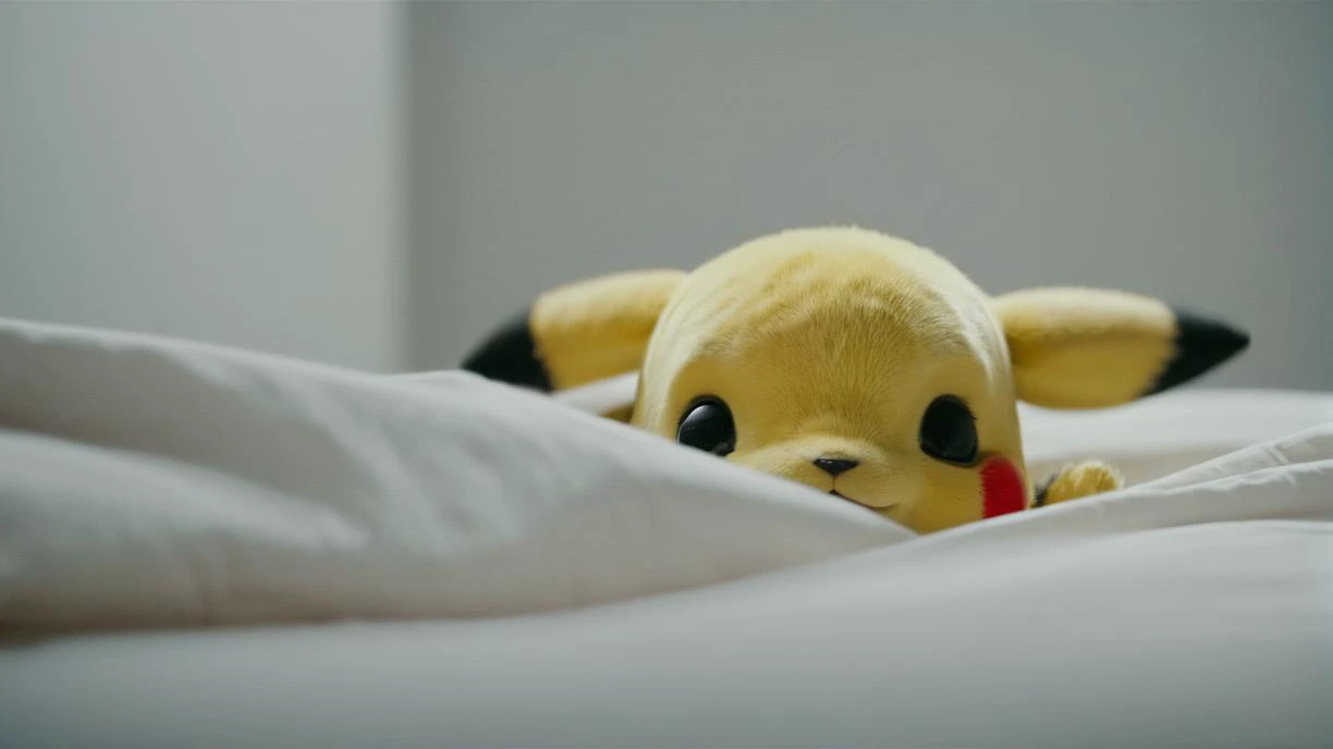 cinema still,shot from movie, pikachu sleeping, beautiful, movie still, high definition picture, (cute:1.2) , dynamic angle ,sleeping <lora:CinematicStyle_v1:0.7>,film grain <lora:FilmGrainRedmond-FilmGrain-FilmGrainAF:1> , FilmGrainAF